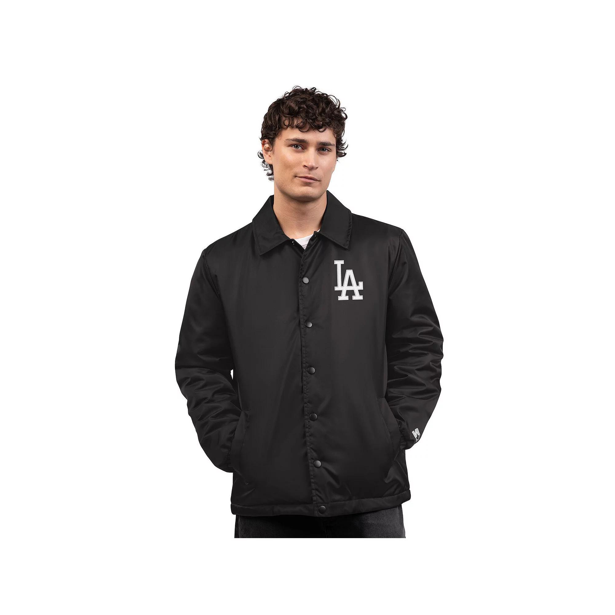 Men's Starter  Black Los Angeles Dodgers Full-Snap Coaches Jacket, Size: XL Product Image