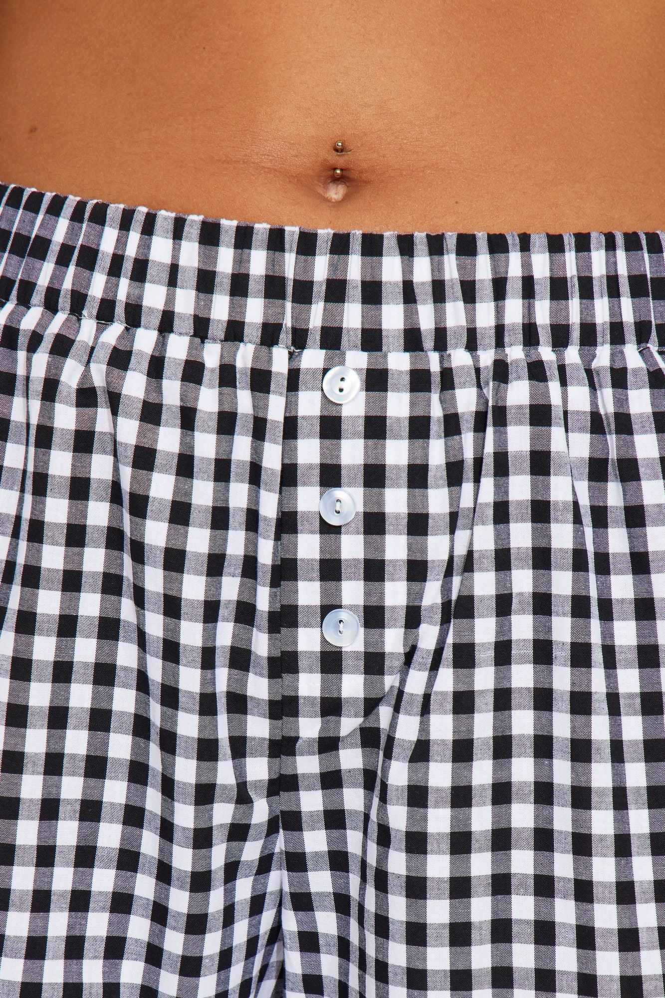 Cruise Along Gingham Boxer Pant - Black/White Product Image
