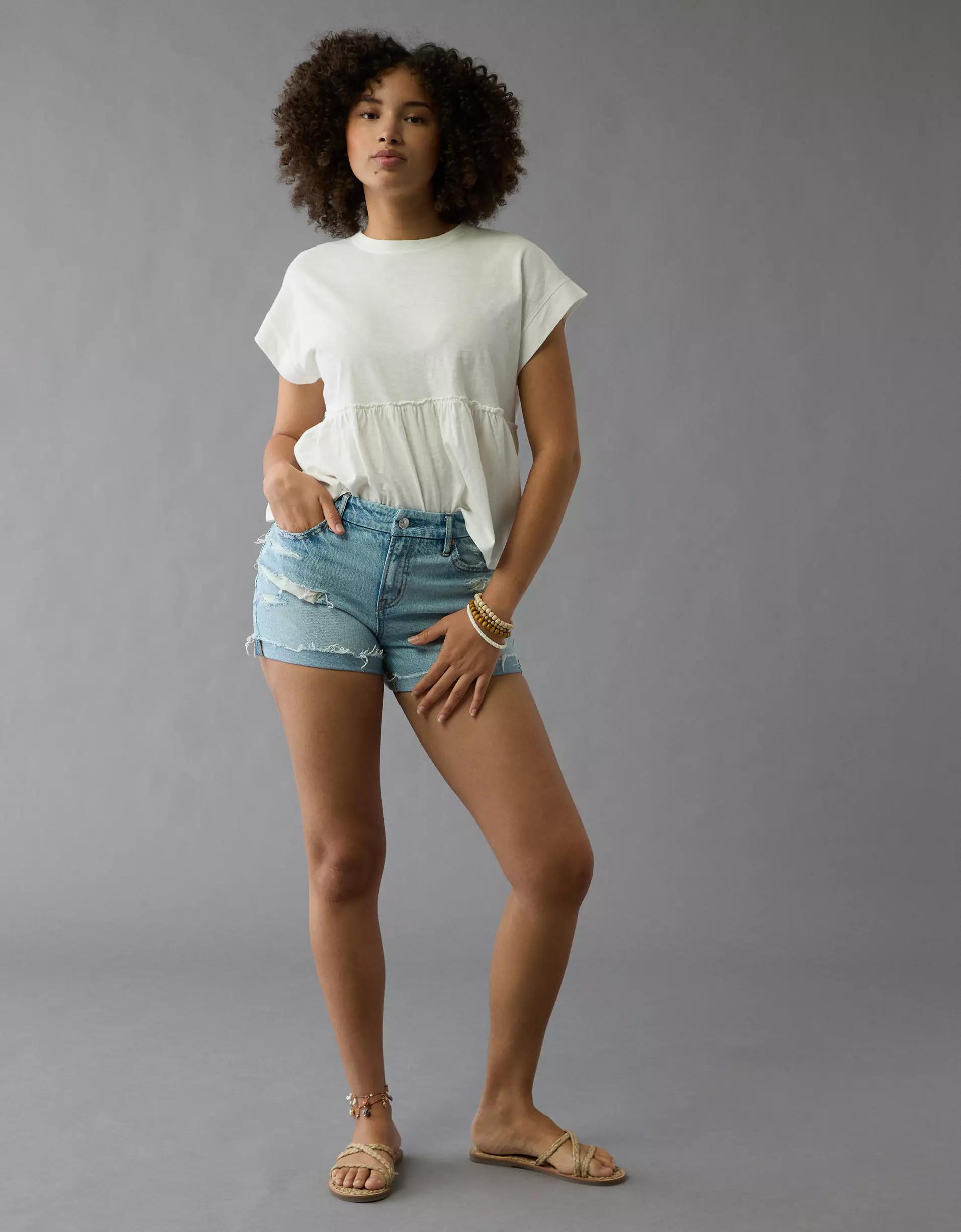 AE Strigid Curvy Ripped Super High-Waisted Relaxed Short Product Image