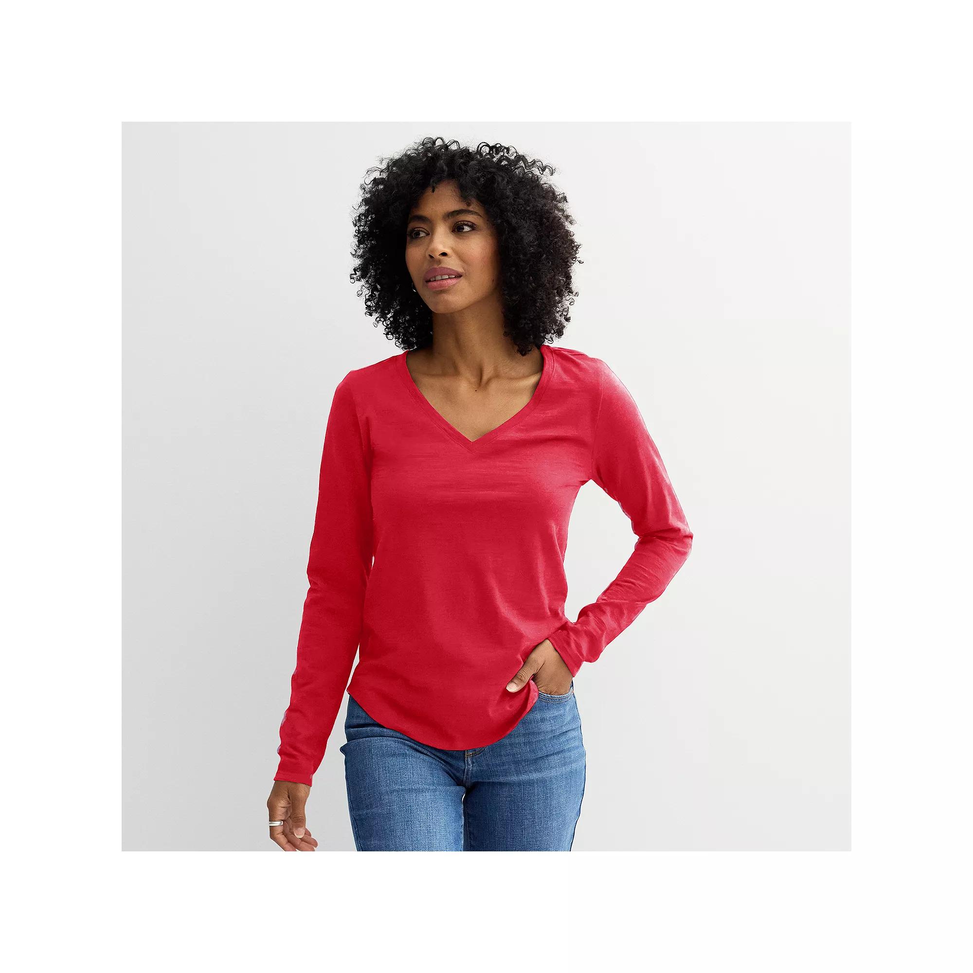 Women's Sonoma Goods For Life® Everyday Long Sleeve V-Neck T-Shirt,  Product Image