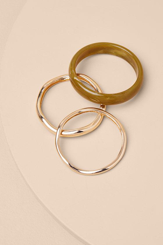 Eislyn Gold and Tan Acrylic Bangle Set Product Image