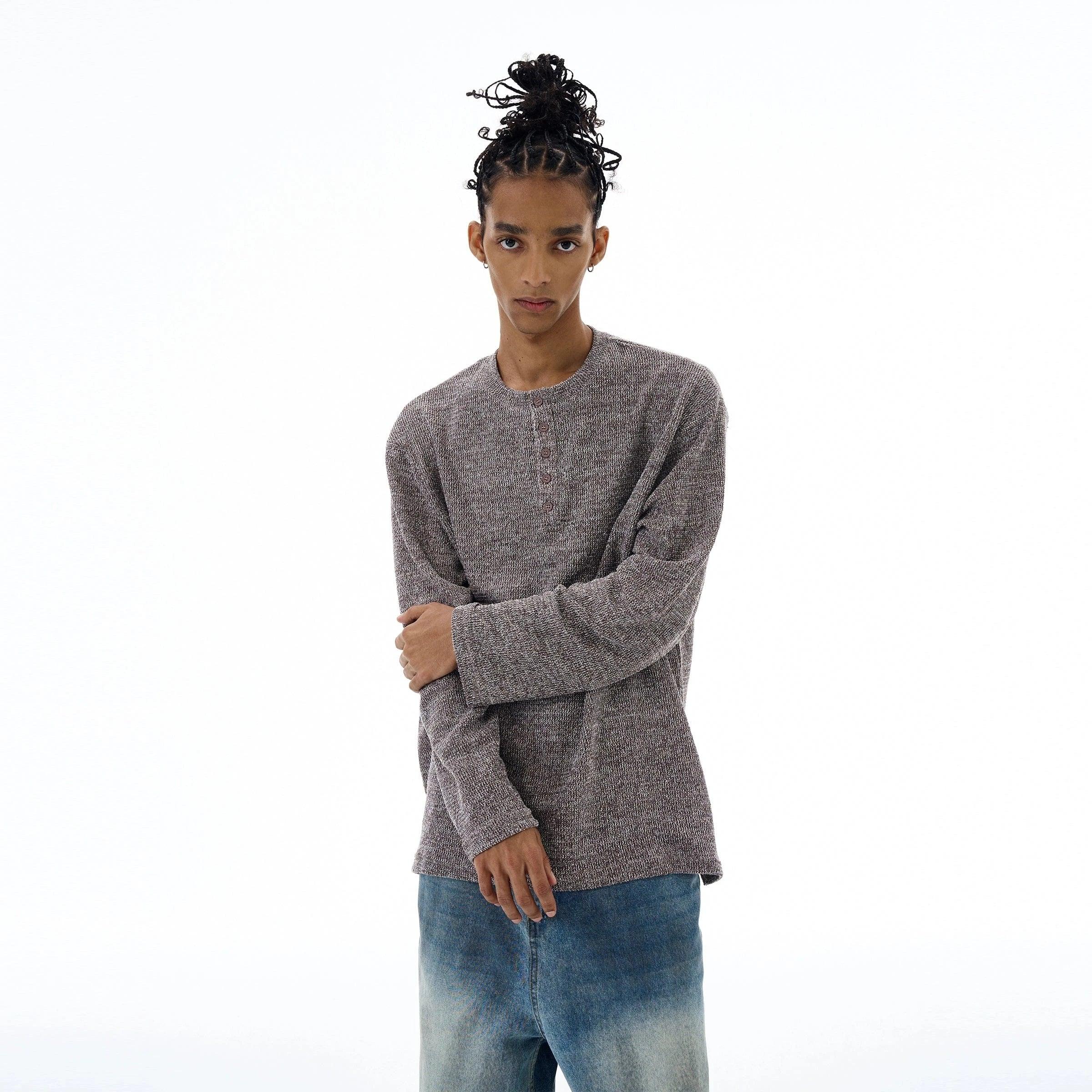 RT No. 19550 KNIT HENRY COLLAR SWEATER Product Image