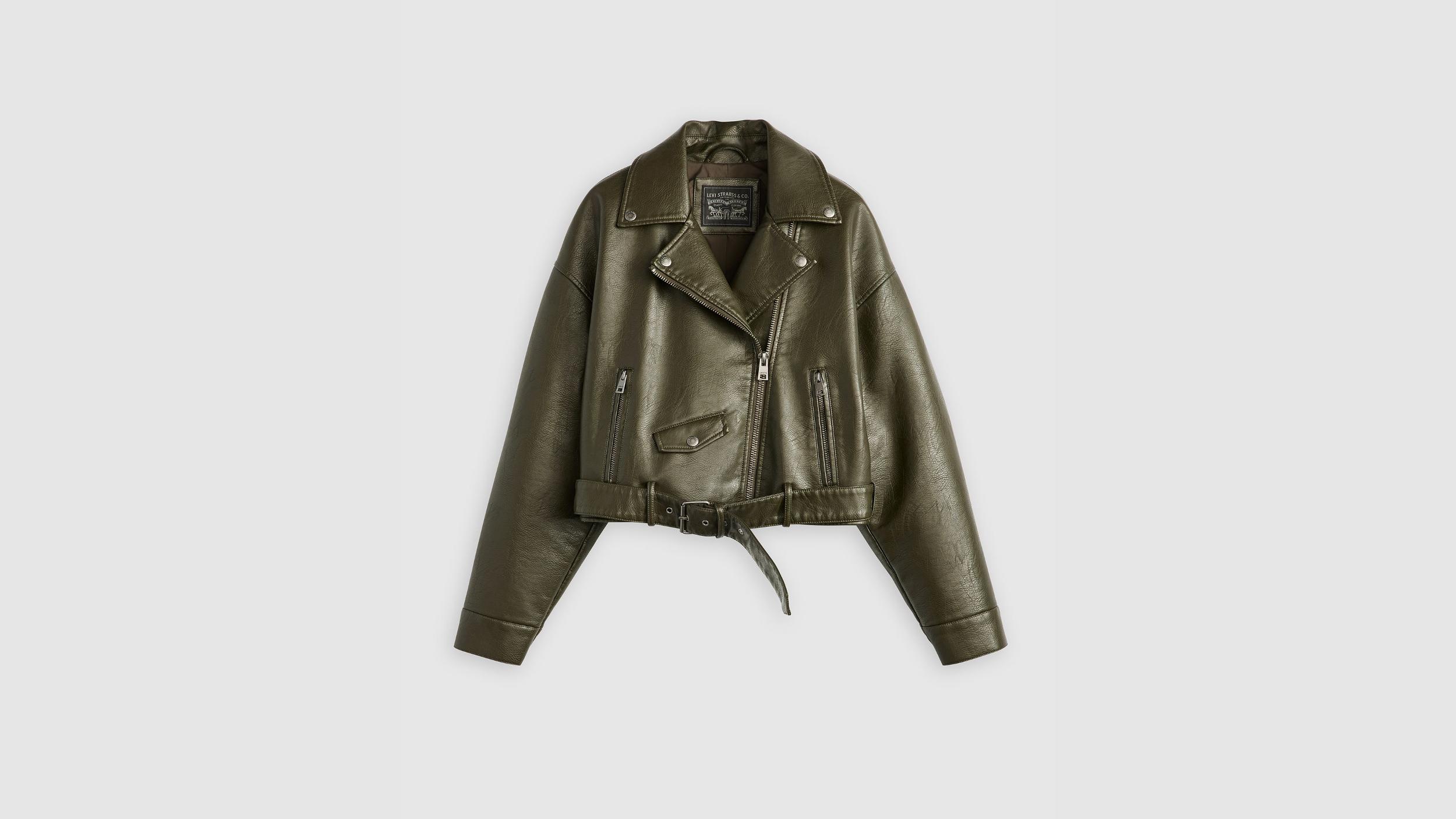 Belted Crop Moto Jacket Product Image
