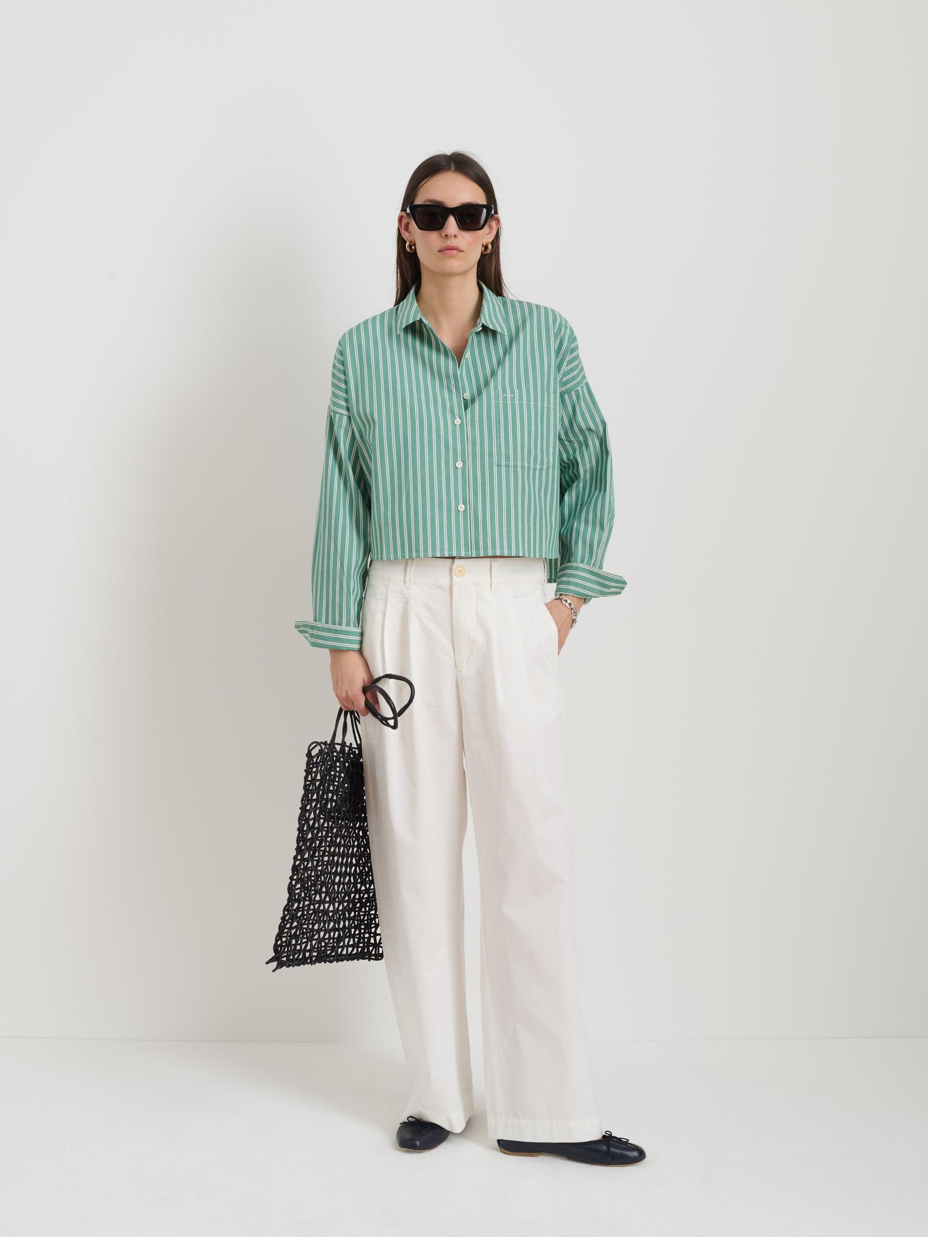 Cropped Jo Striped Shirt In Oxford Product Image