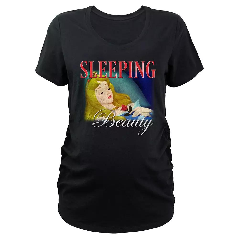 Maternity Sleeping Beauty Aurora Sleeping V-Neck Graphic Tee, Women's, Size: XL-Mat, Black Product Image