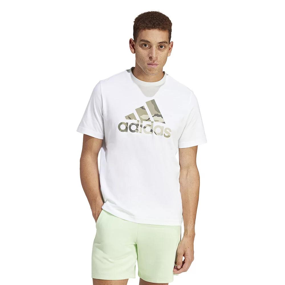 Men's adidas Camo Badge of Sport Logo Graphic Tee, Size: XXL, White Product Image