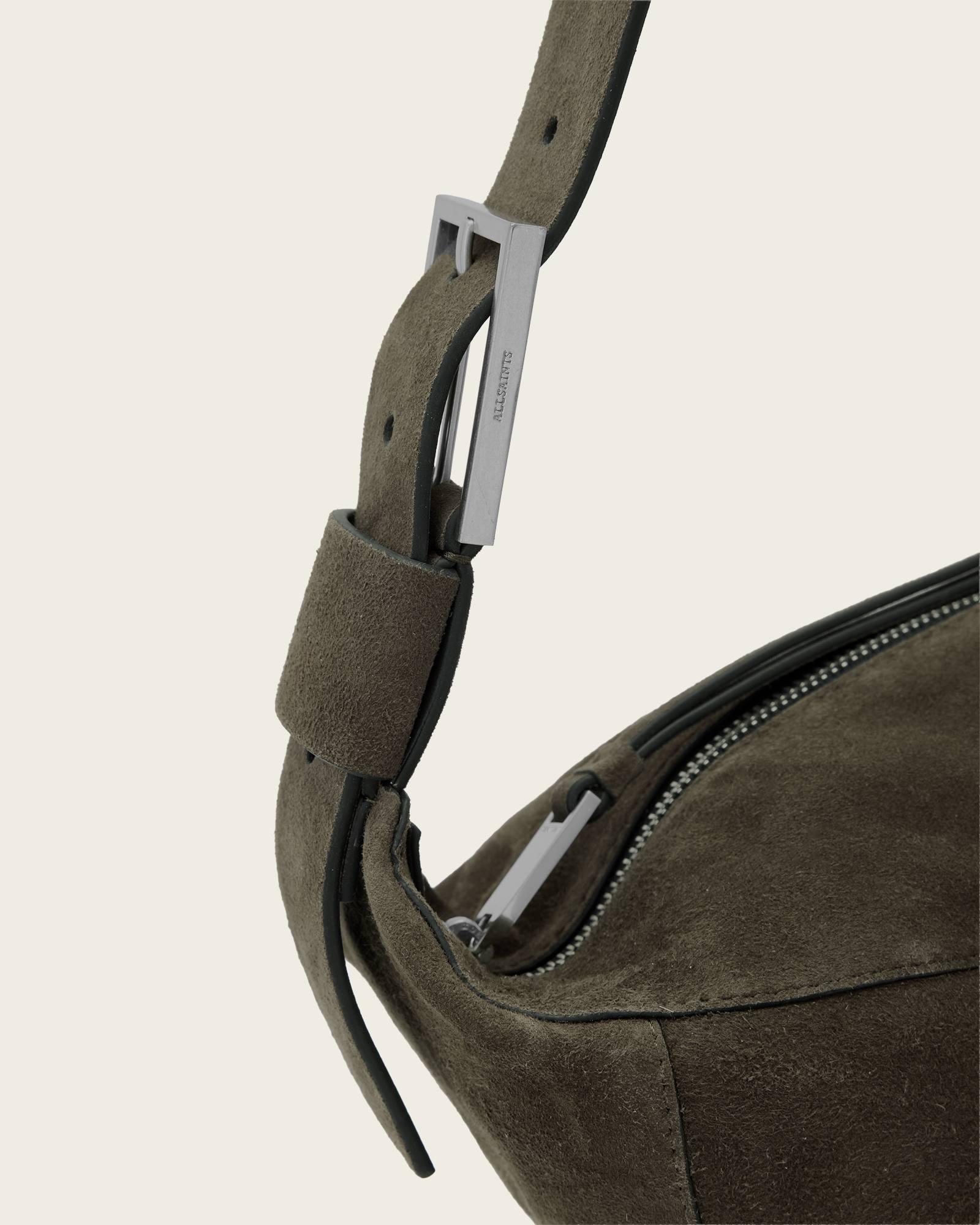 Luna Slouchy Suede Shoulder Bag Olive Green | ALLSAINTS US Product Image