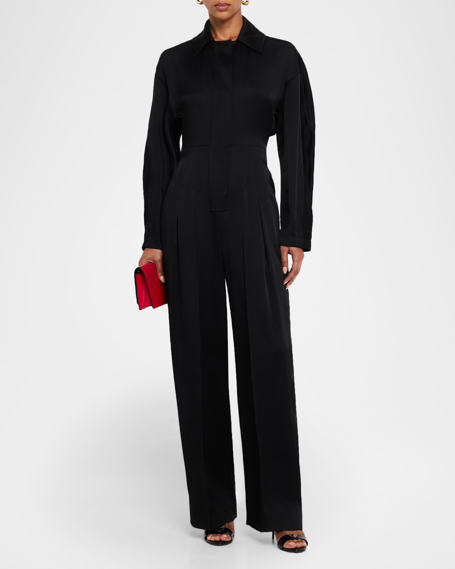 Fluid Satin Cinched Straight-Leg Jumpsuit Product Image