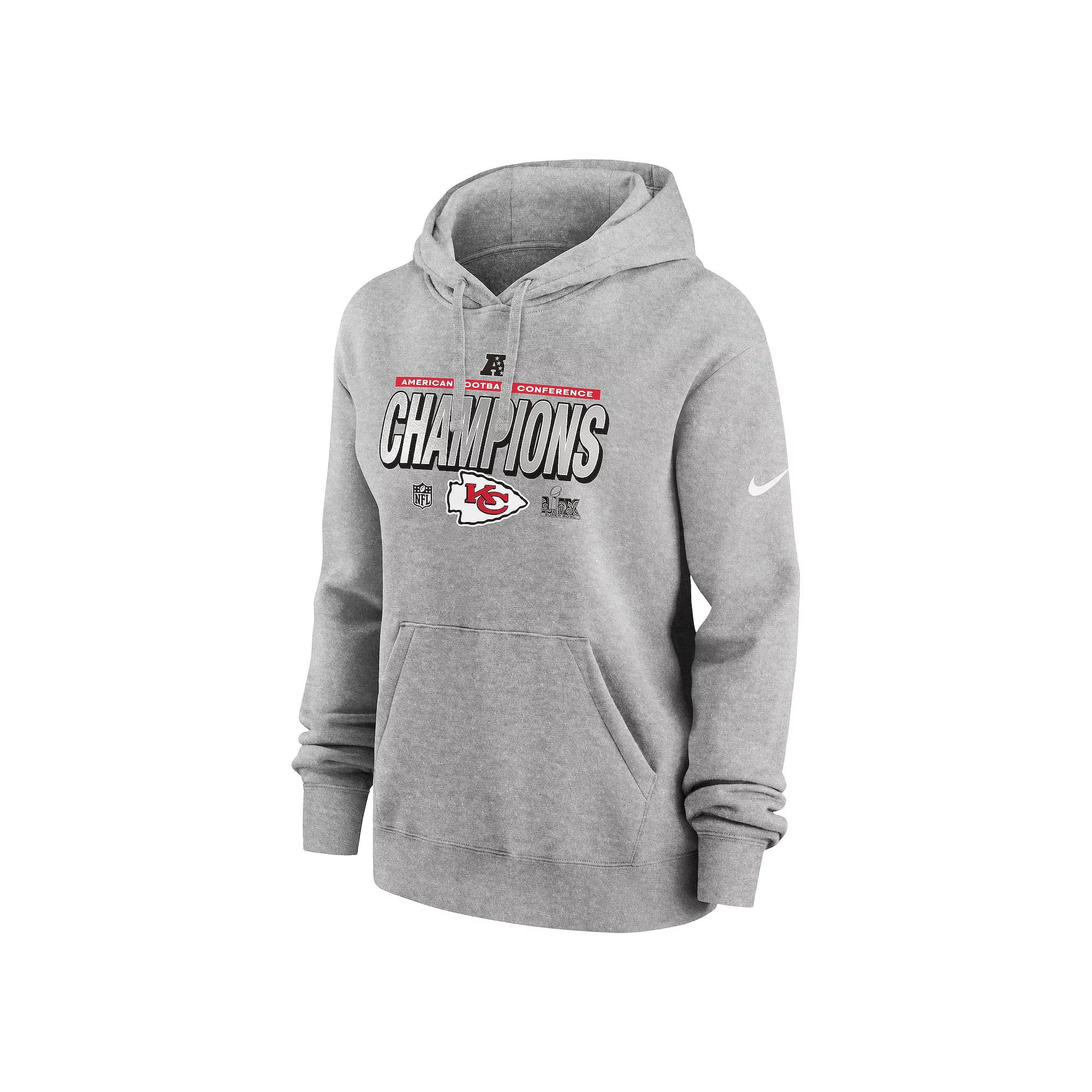 Women's Nike Kansas City Chiefs 2024 AFC Champions Locker Room Trophy Collection Club Fleece Pullover Hoodie, Size: XXL, Gray Product Image