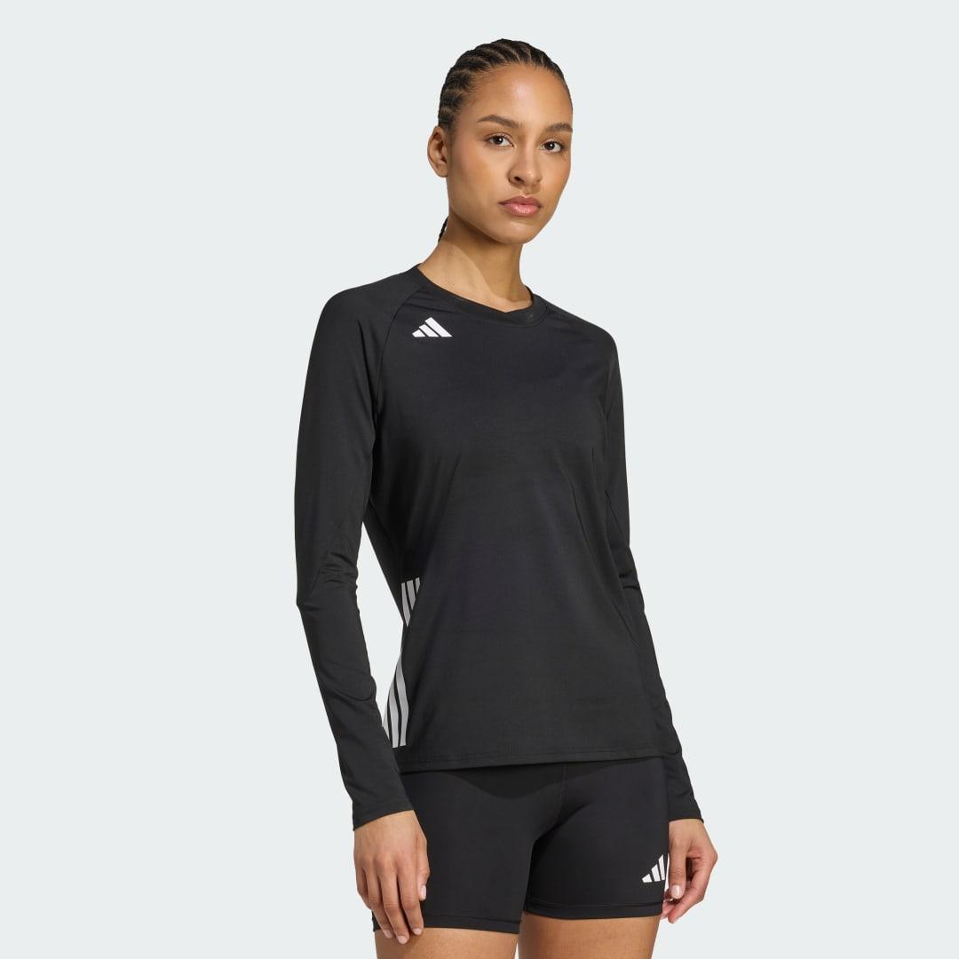 adidas HILO Long Sleeve Volleyball Jersey Black 2XS Womens Product Image