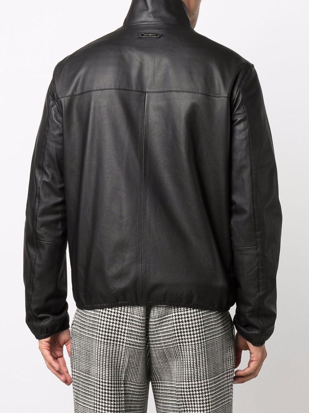 zipped leather jacket Product Image
