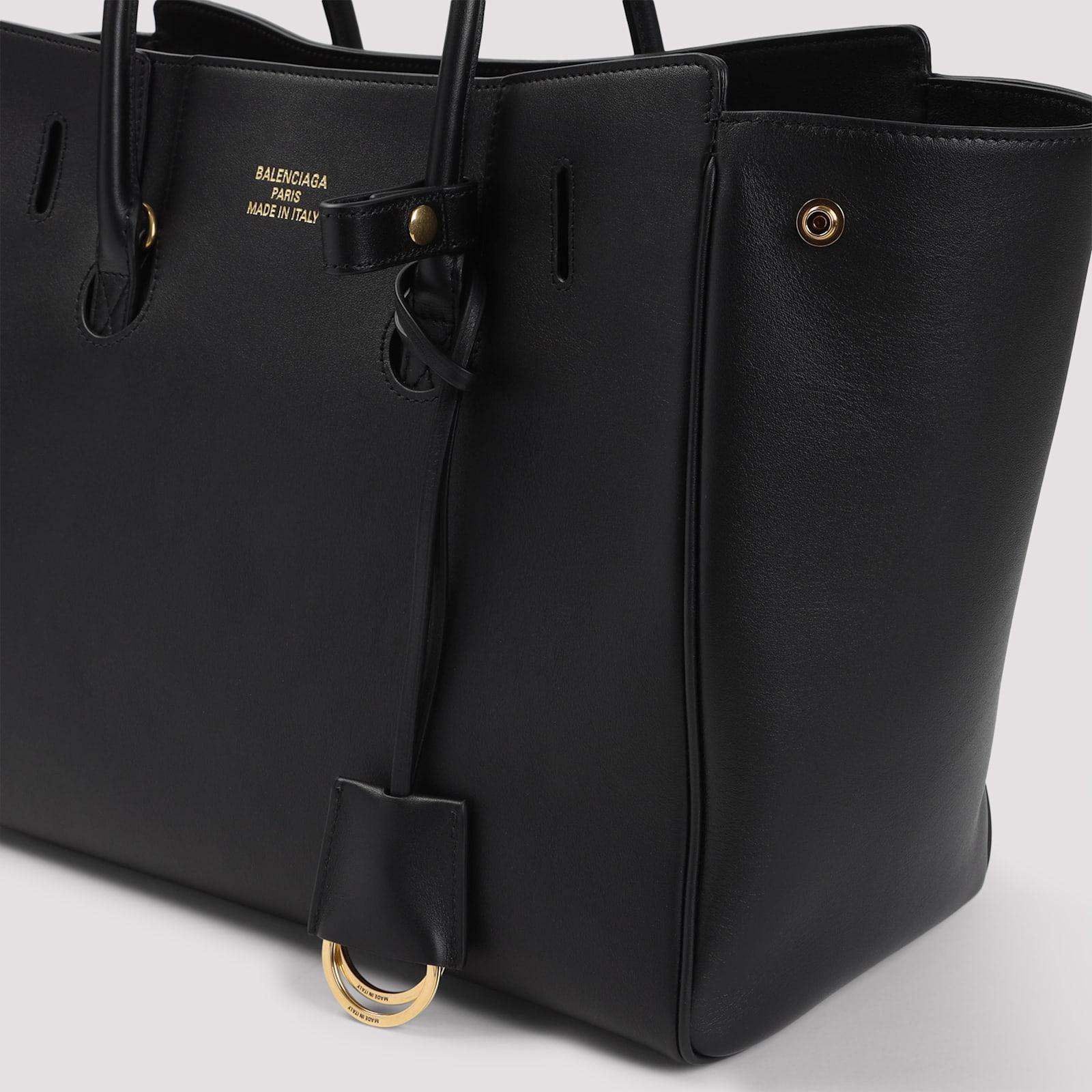 BALENCIAGA Women Black Leather Mini Carry All Hampton Shopping Bag Product Image