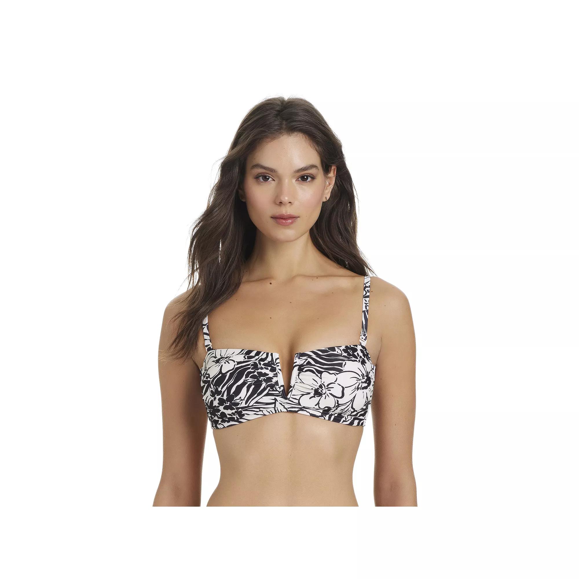 Women's Modern Supply by Sanctuary V-Wire Bandeau Swim Suit Top, Size: Medium, Animal Instincts Product Image