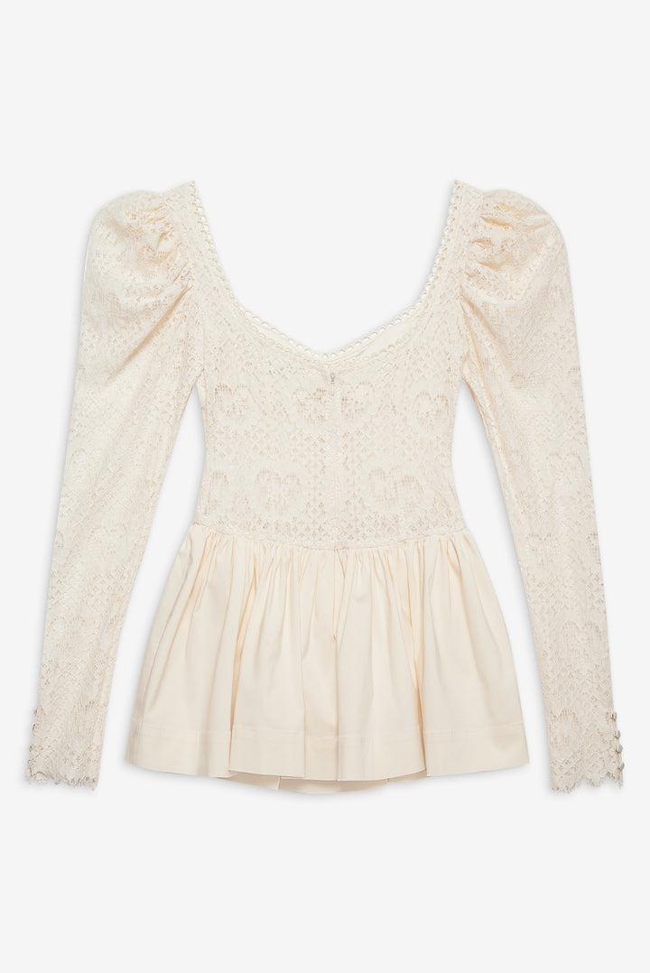 Doily Lace Mini Dress — Cream Product Image