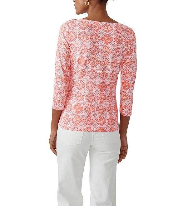 J.McLaughlin Wavesong Knit Boat Neck 3/4 Sleeve Top Product Image