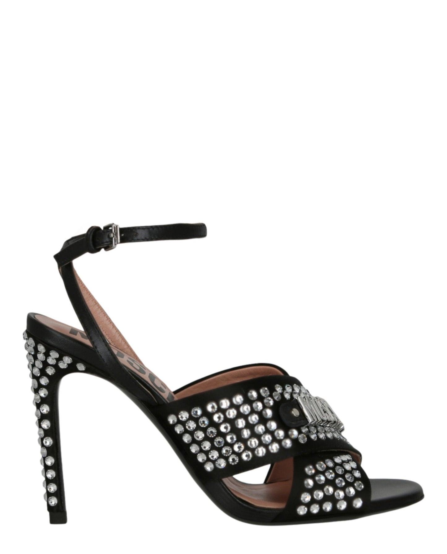 Moschino Satin Crystal Embellished Heel Sandals Product Image