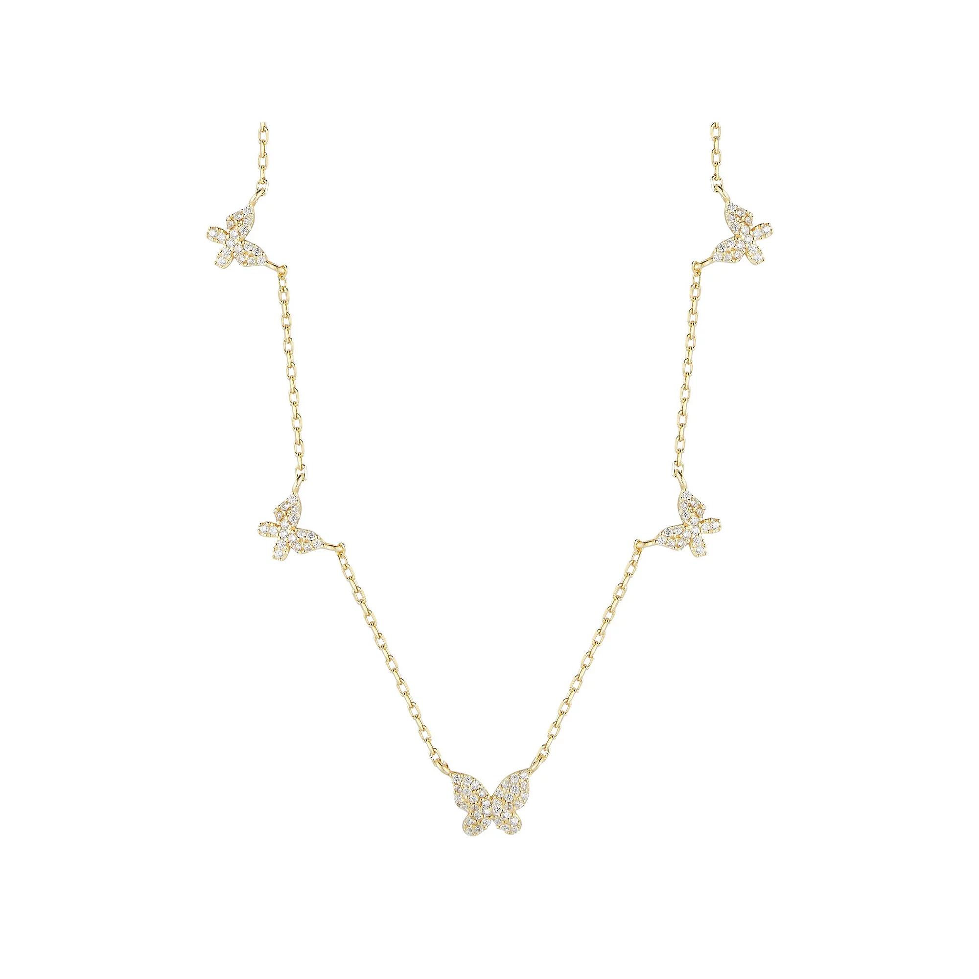 Sunkissed Sterling Cubic Zirconia Butterfly Collar Necklace, Womens Silver Tone Product Image