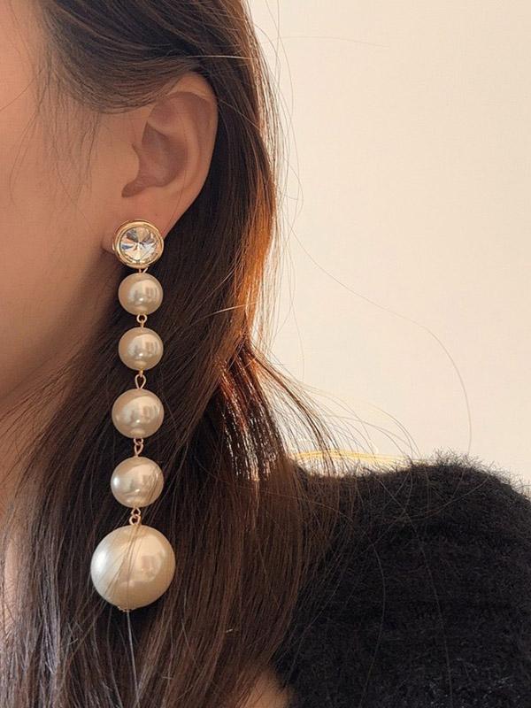 Beaded Geometric Shiny Earrings Accessories Product Image