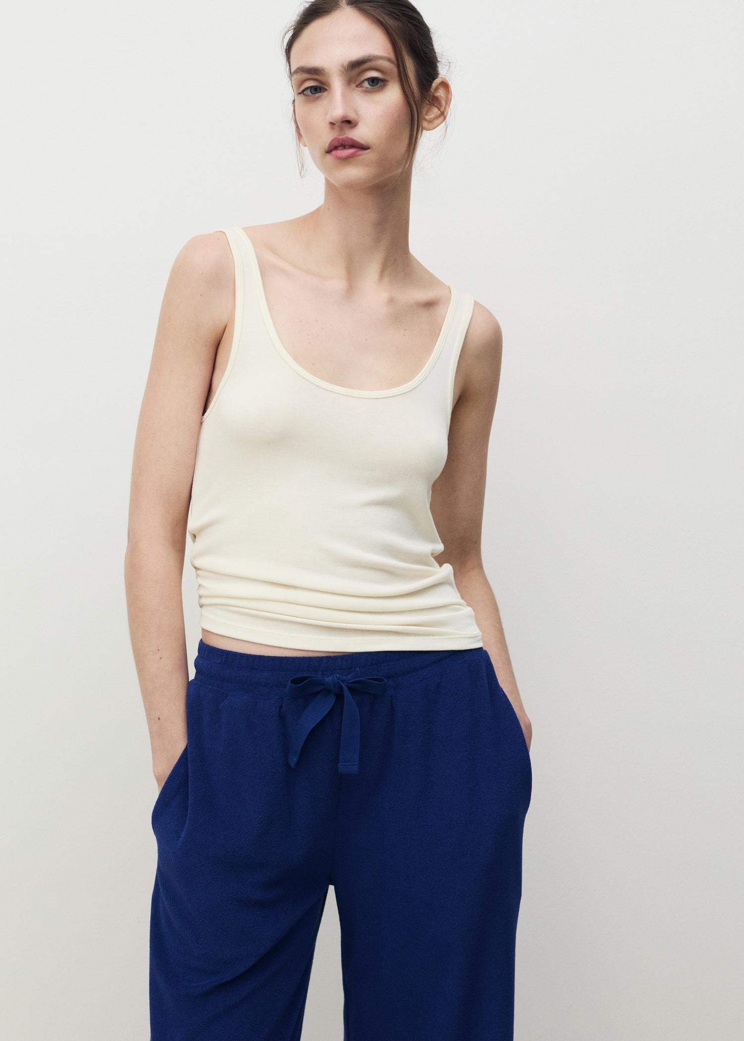 Terry cotton pants - Women | MANGO USA Product Image