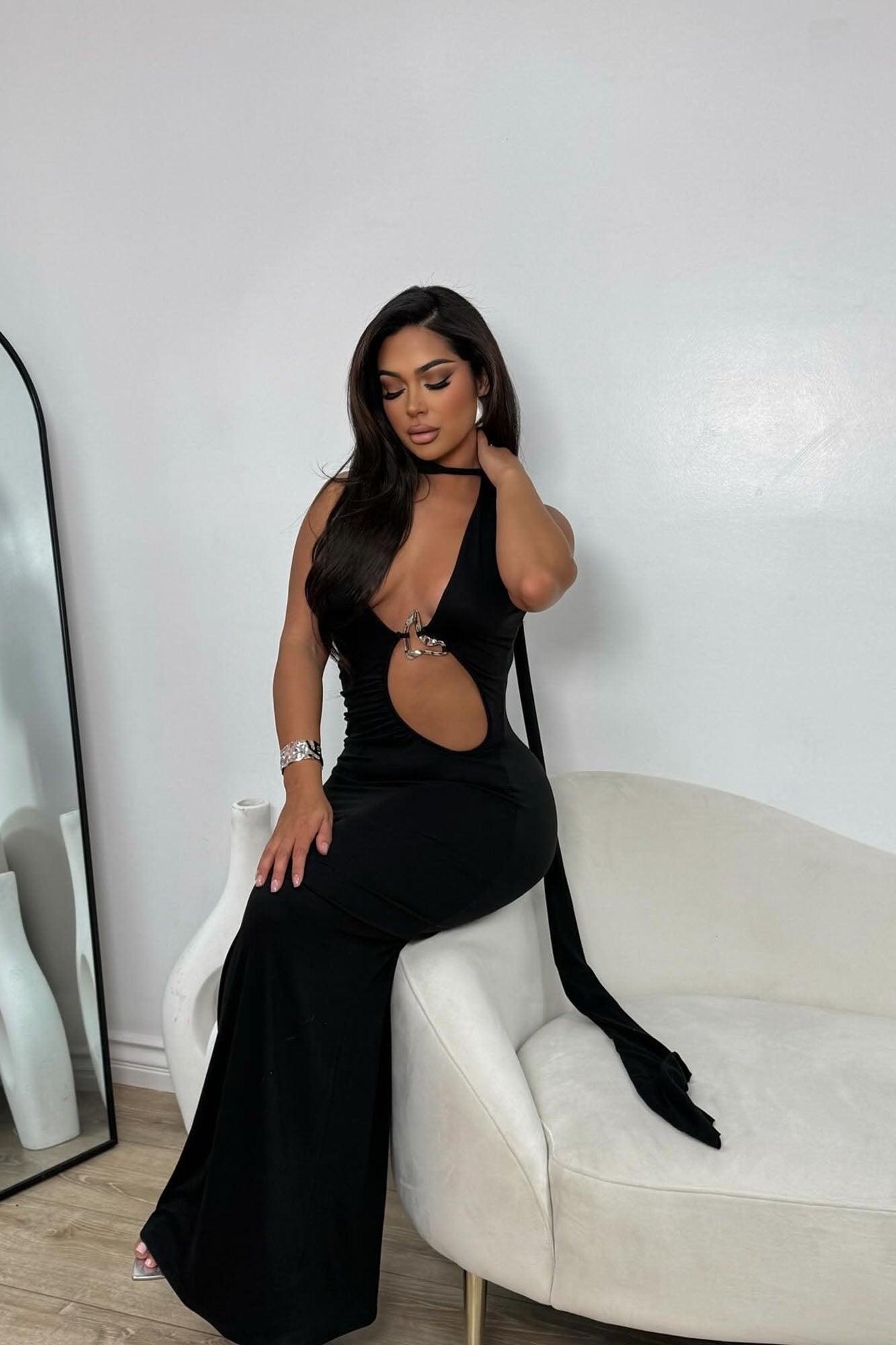 Saree Maxi Dress - Black Product Image