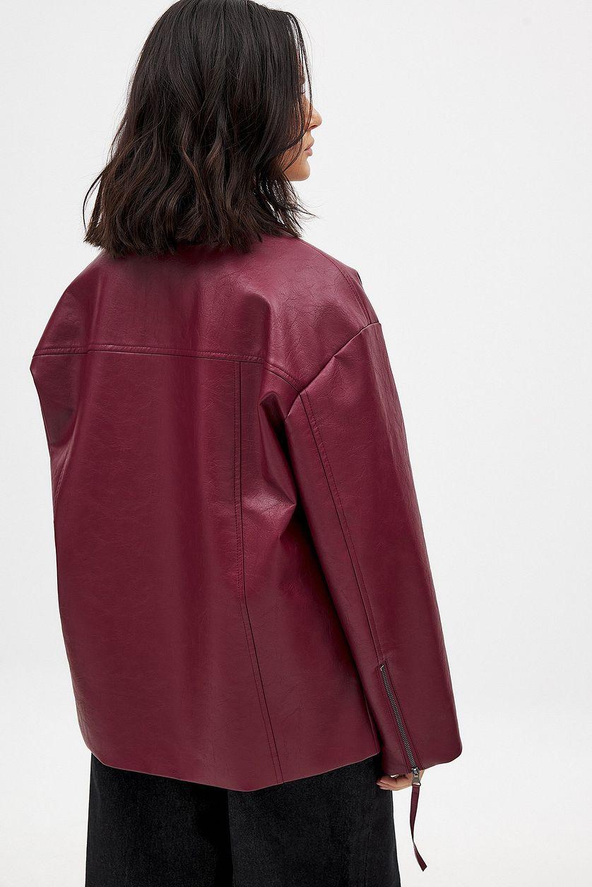 Zip Detail Shiny Pu Jacket Product Image