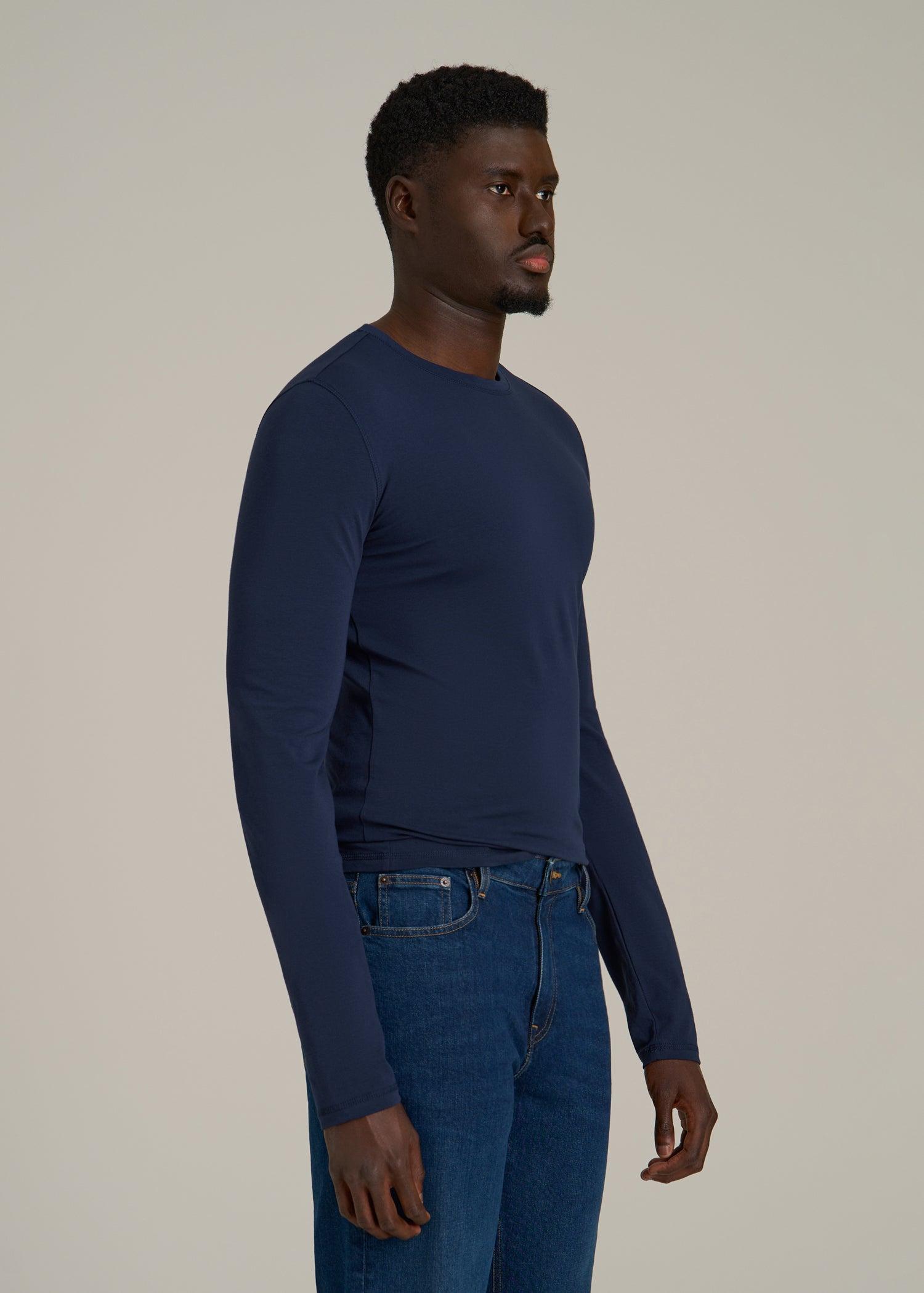 The Essential SLIM-FIT Long Sleeve Tee for Tall Men in Navy Male Product Image