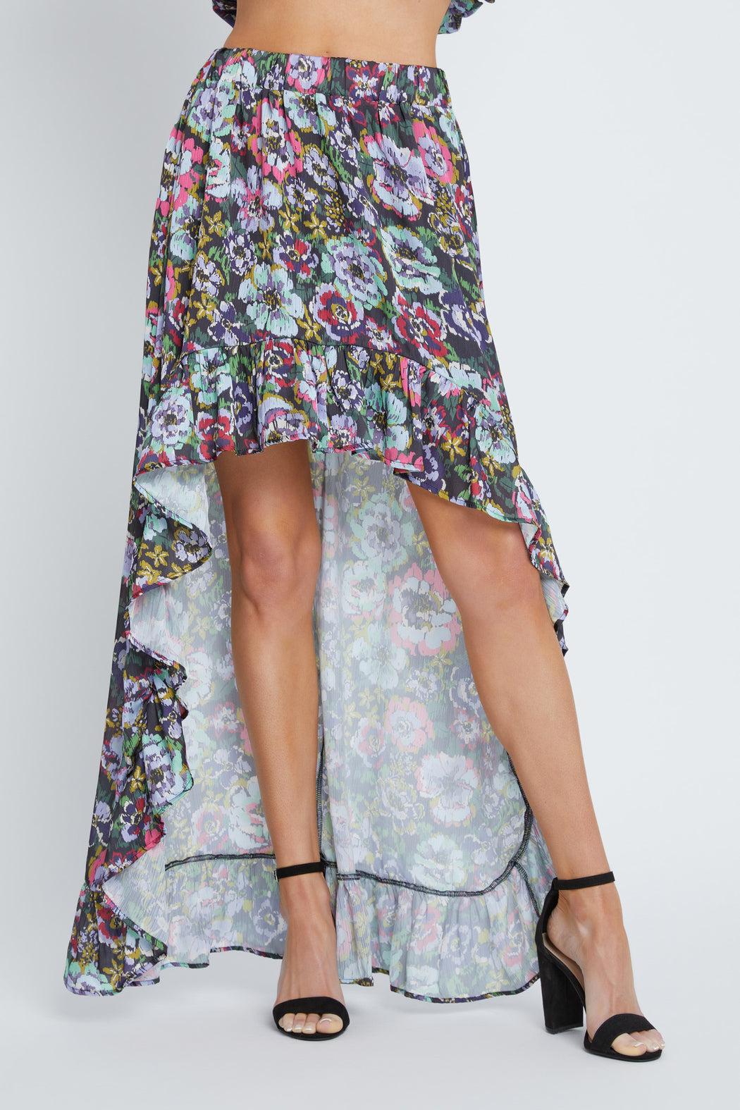 Dark Watercolor Floral Giana Skirt Product Image