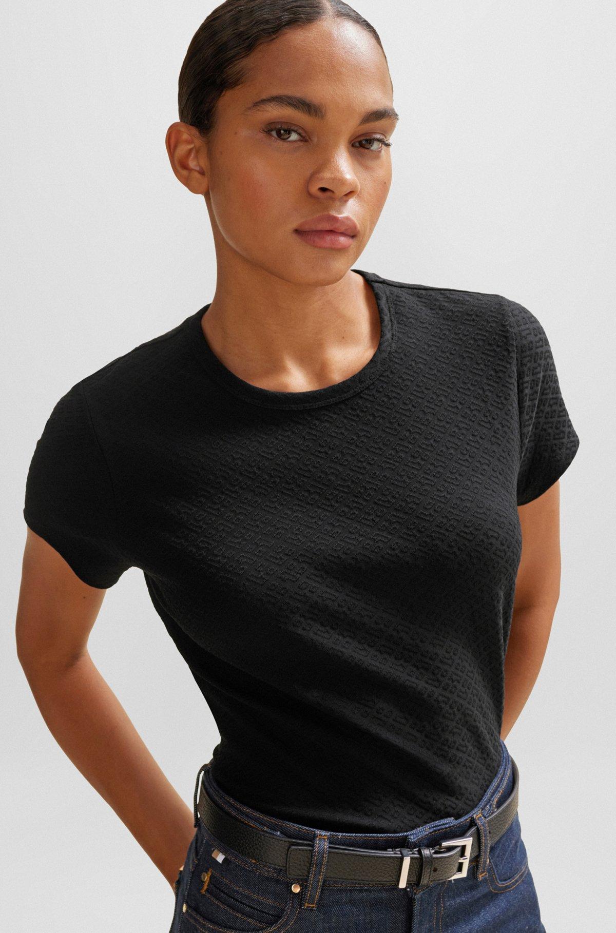 T-shirt with 3D-structured knitted monograms Product Image