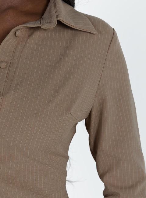 Anni Pinstripe Shirt Beige Product Image