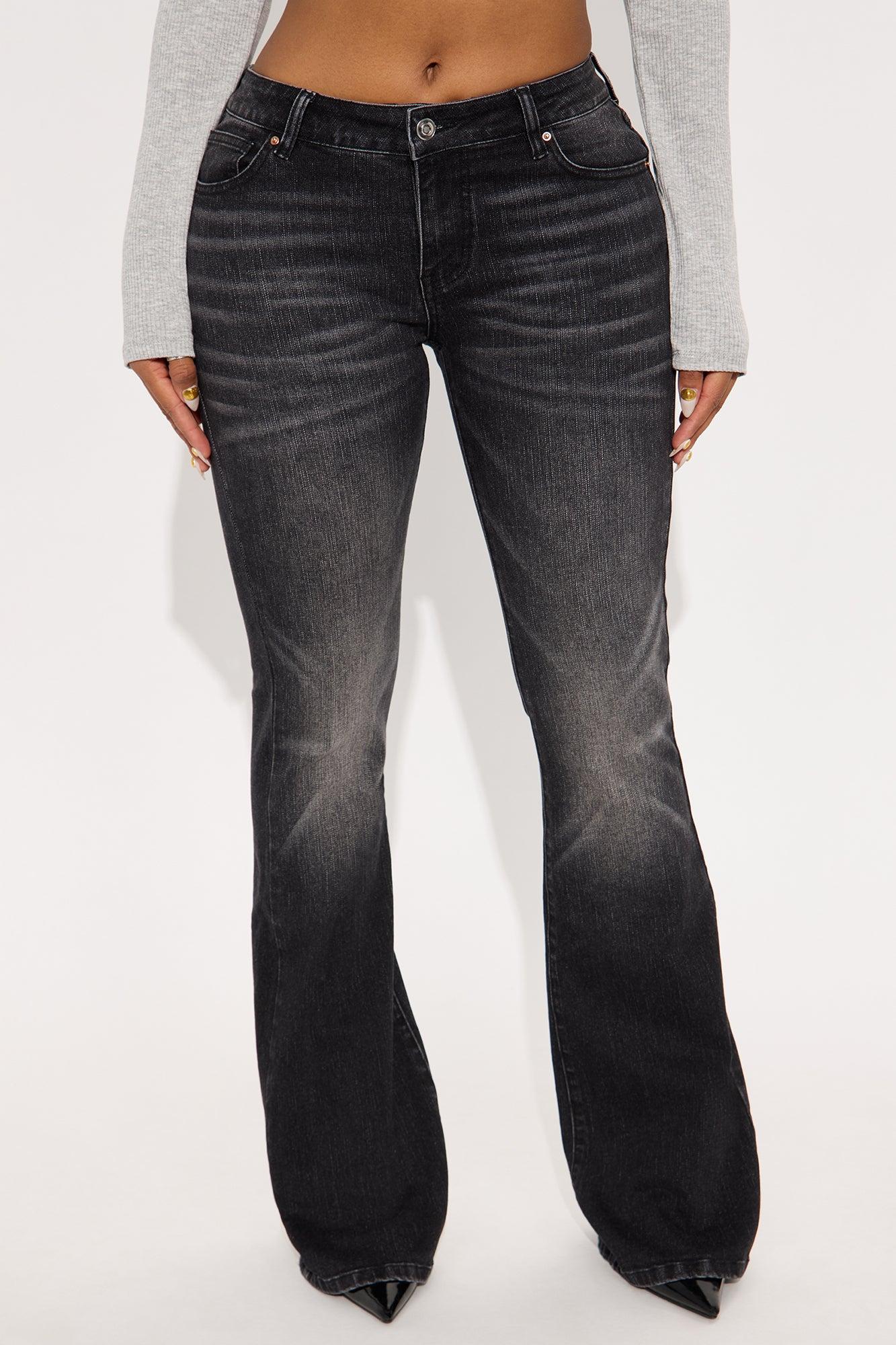 Forever Stretch Low Rise Flare Jeans - Black Wash Female Product Image