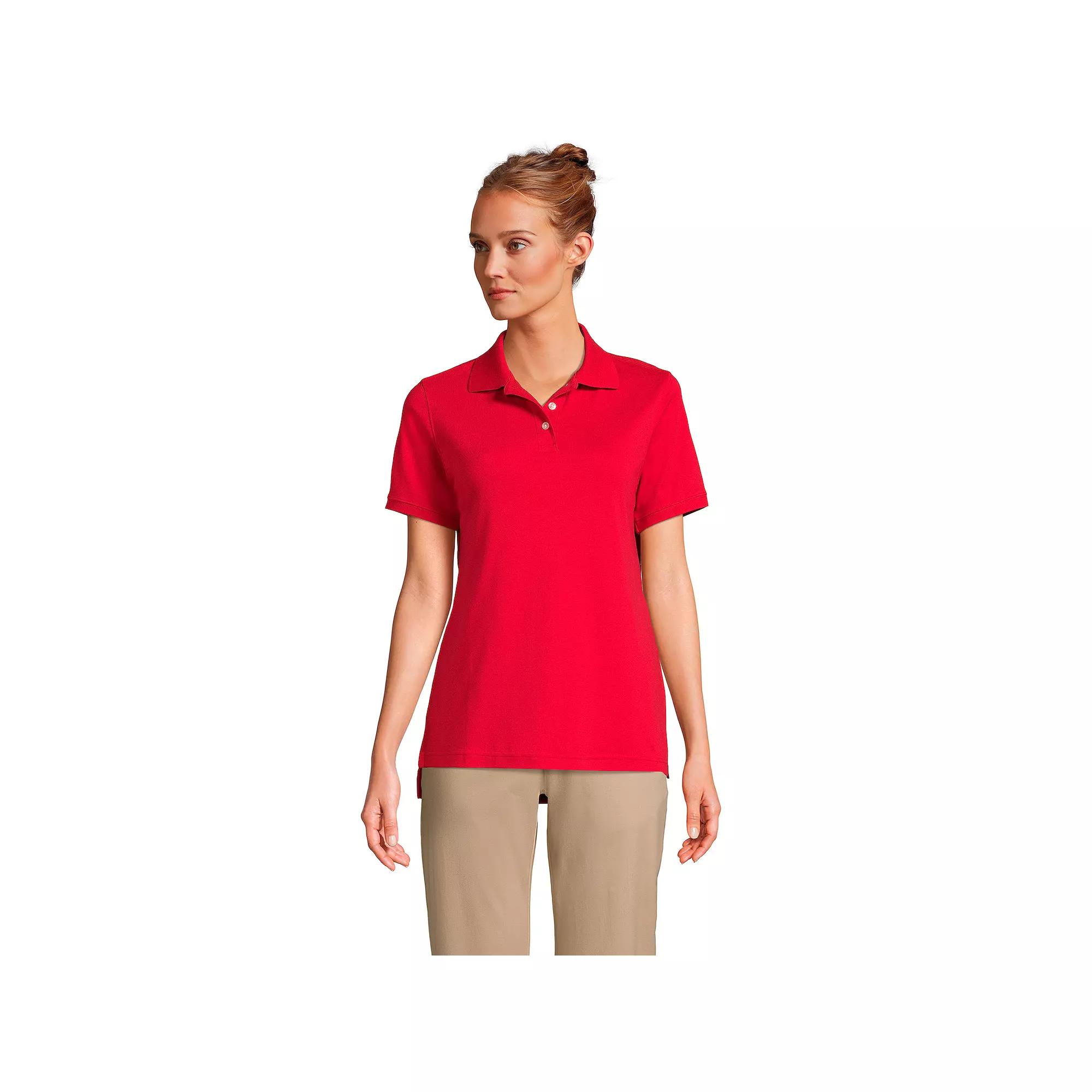 Women's Tall Lands' End School Uniform Short Sleeve Interlock Polo,  Product Image