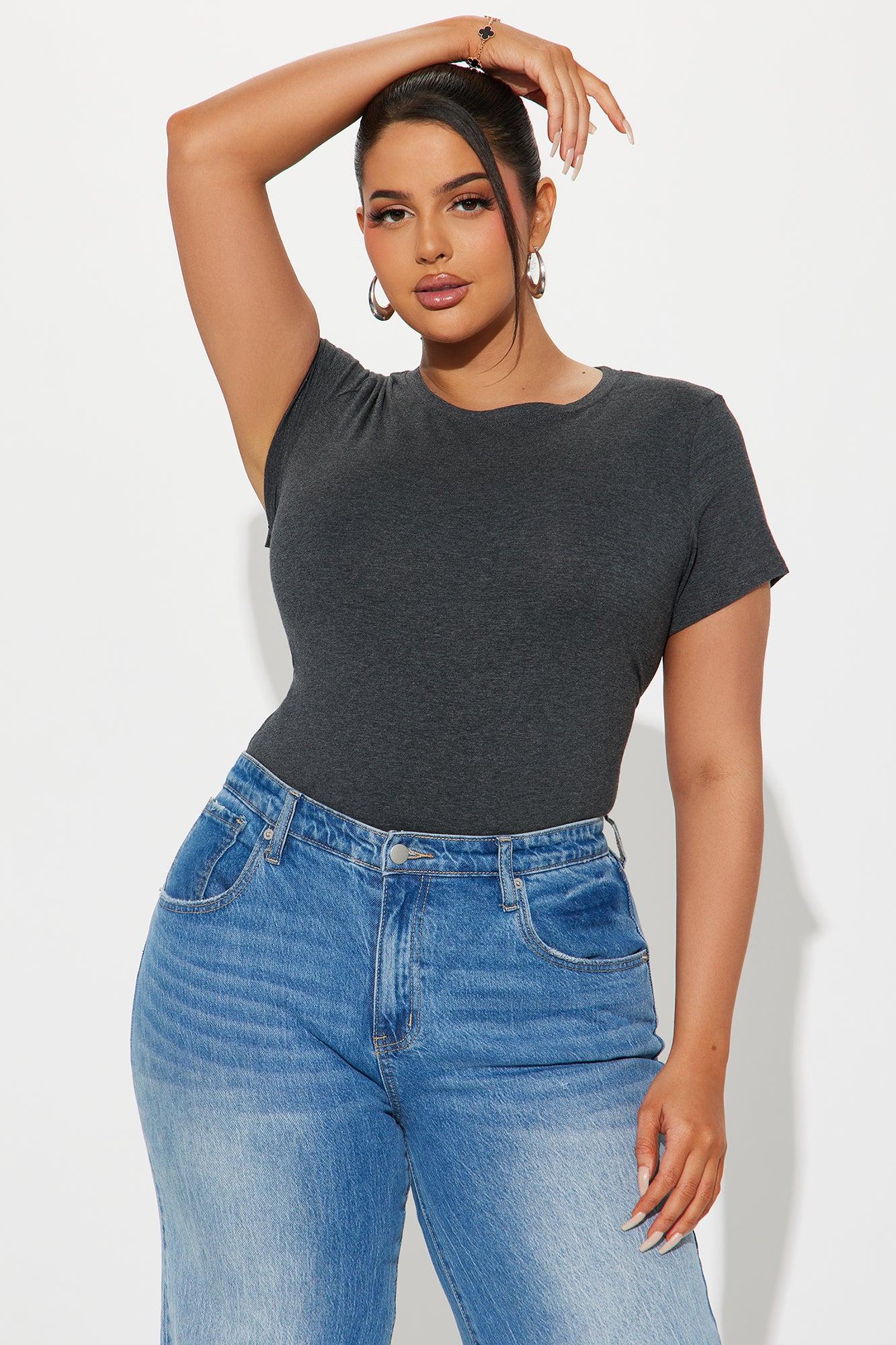 Lily Crew Neck Top - Charcoal Product Image