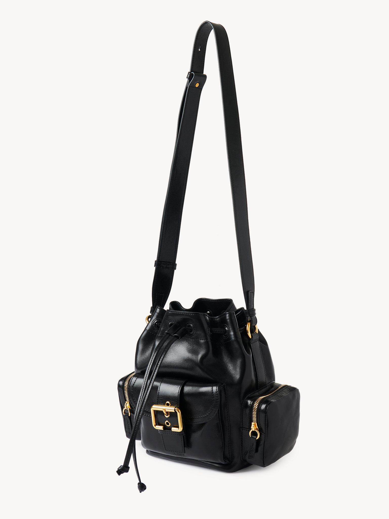 Camera Bucket bag in shiny leather Product Image