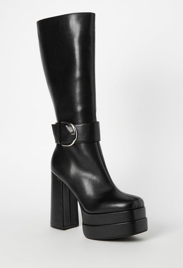 JustFab Margaux Platform Loafer Pump Womens Black/ White Size 8.5 Product Image