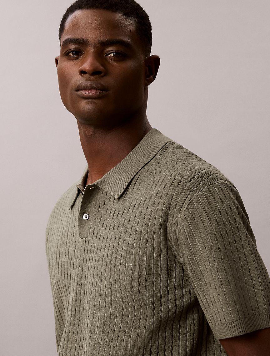 Ribbed Sweater Polo Shirt Product Image