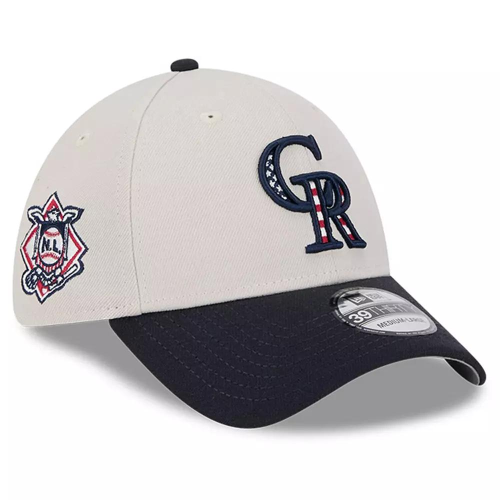Men's New Era  Khaki/Black Colorado Rockies 2024 Fourth of July 39THIRTY Flex Hat, Size: Large/XL, Beig K Product Image