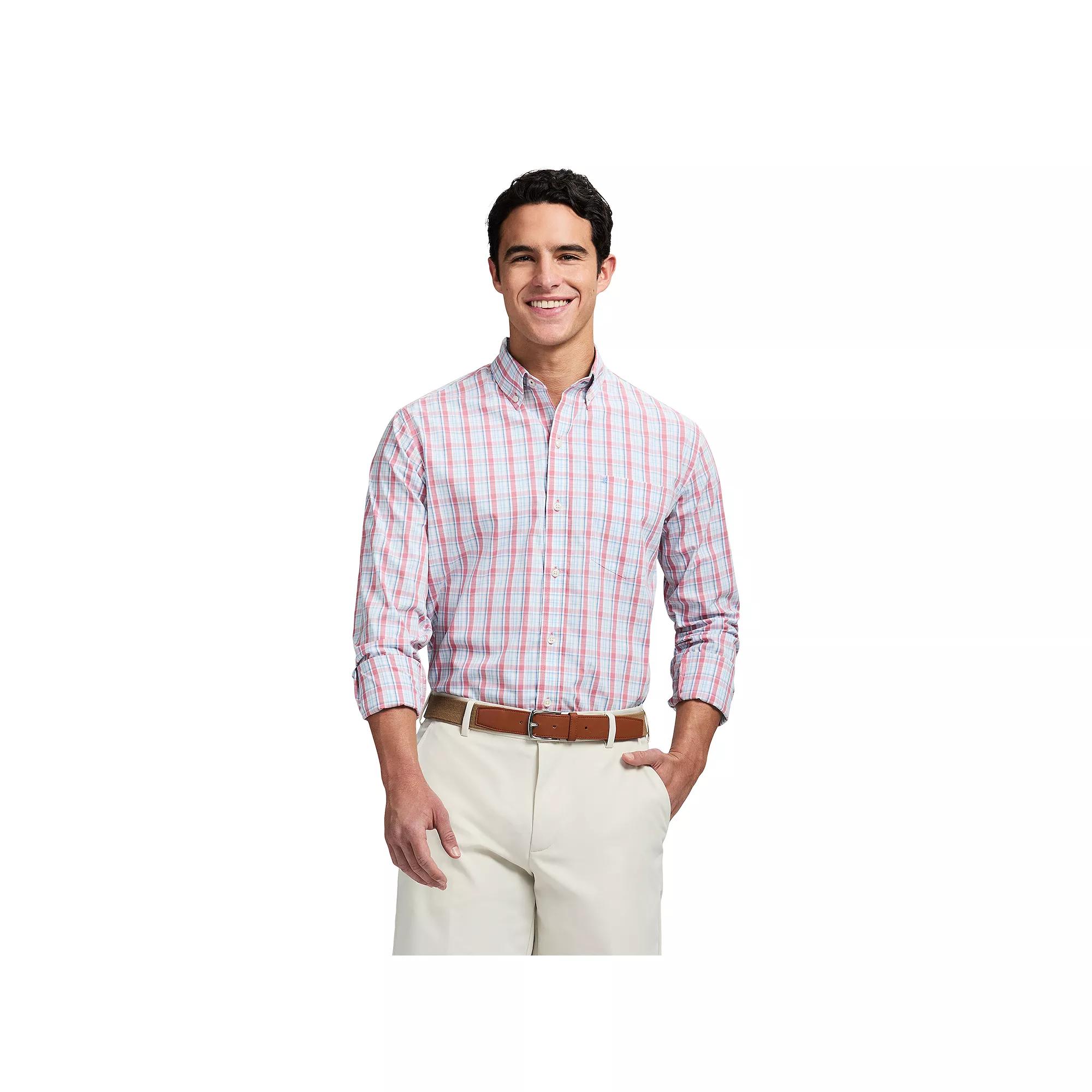 Men's IZOD Performance Comfort Long Sleeve Button Down Woven Shirt, Size: Large, Mauveglow Plaid Product Image