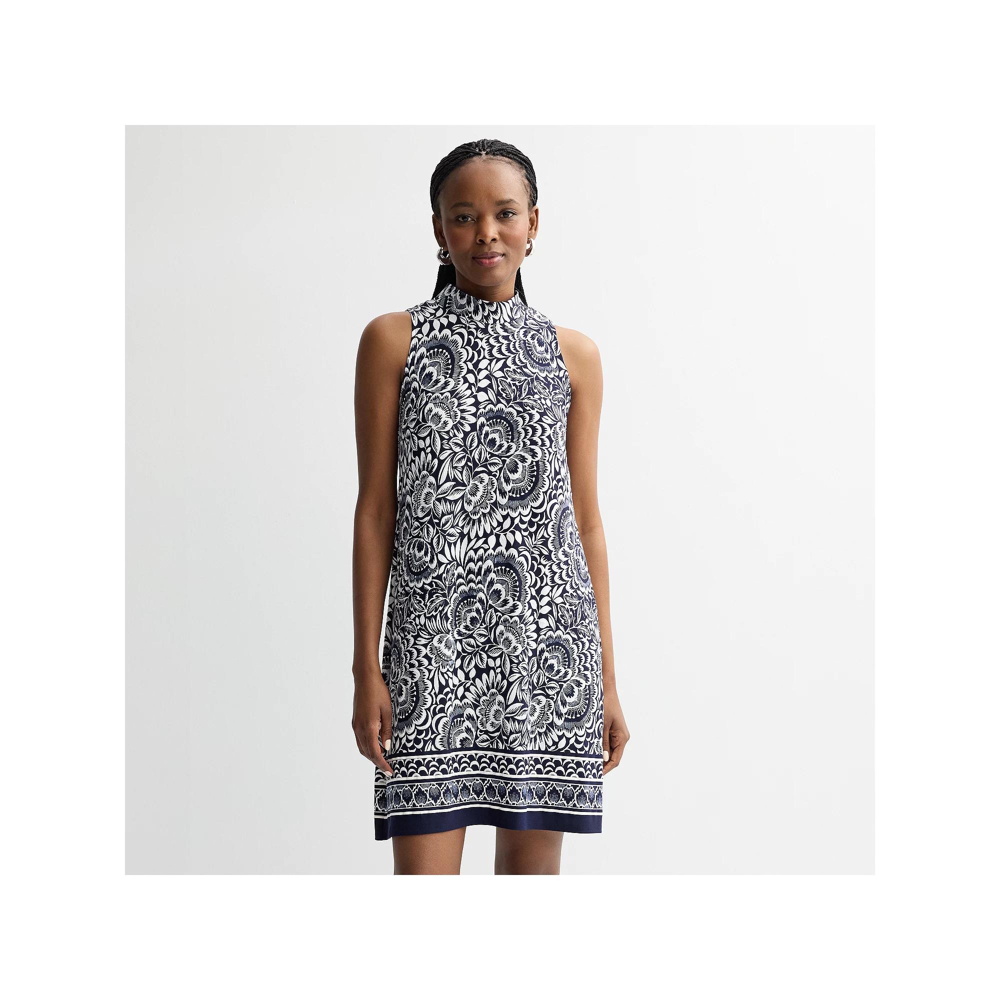 Women's Robbie Bee Mockneck Dress, Size: XL, Navy White Product Image