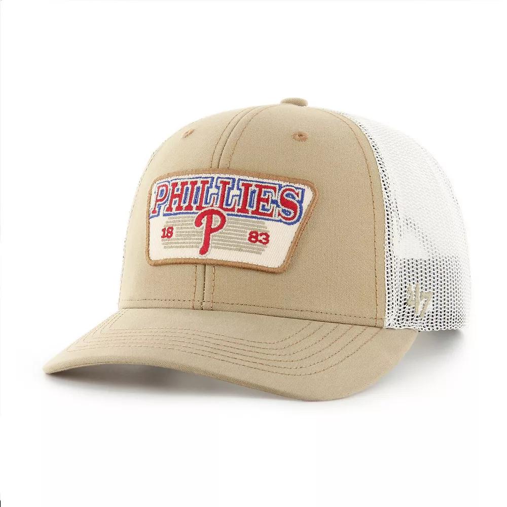 Men's '47 Khaki Philadelphia Phillies Ridgewood Trucker Adjustable Hats, Beig K Product Image
