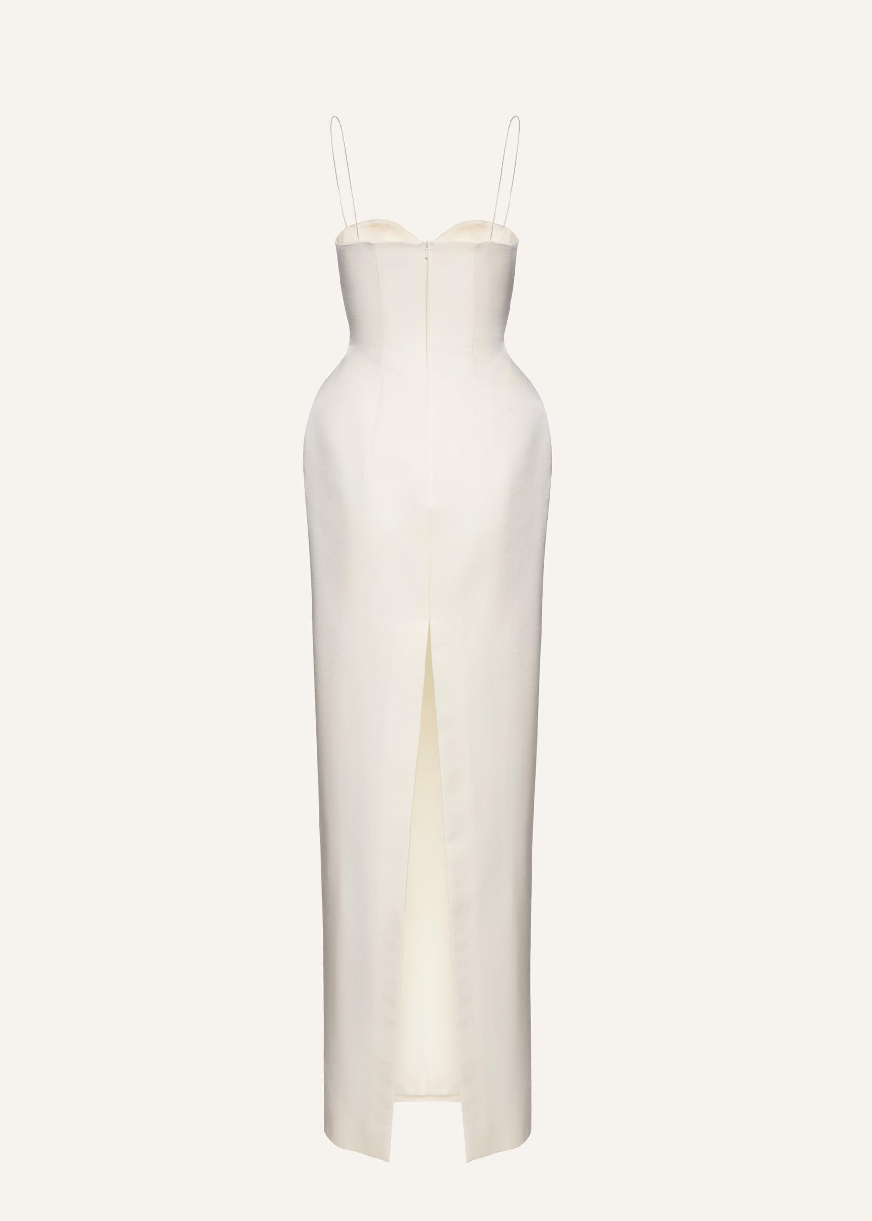 Sweetheart silk hourglass maxi dress in cream Product Image