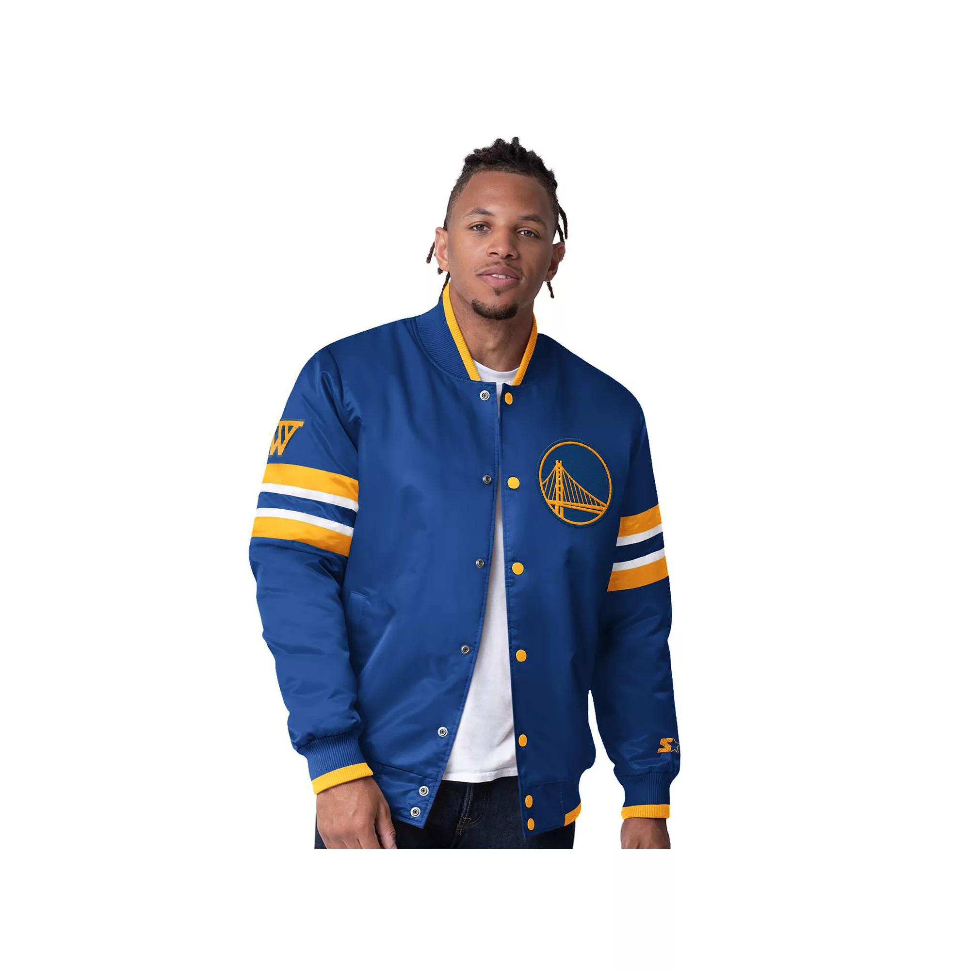 Men's Starter Royal Golden State Warriors Scout Varsity Satin Full-Snap Jacket,  Product Image
