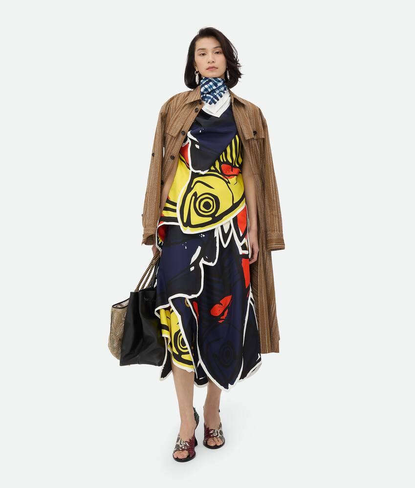 Women's Printed Silk Check Foulard  in Blue/white Product Image