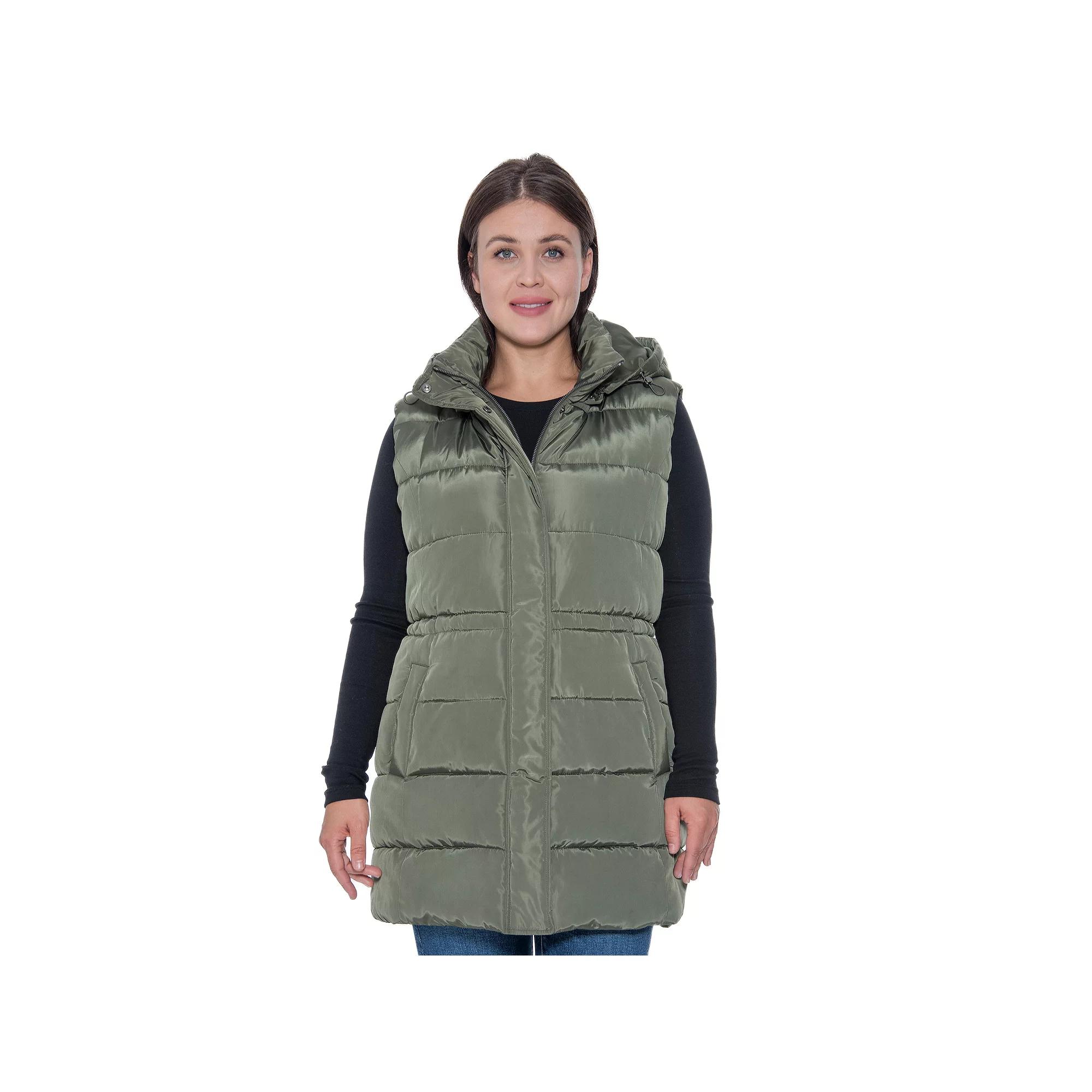 Plus Size Sebby Collection Puffer Vest, Women's, Size: 1XL, Green Product Image