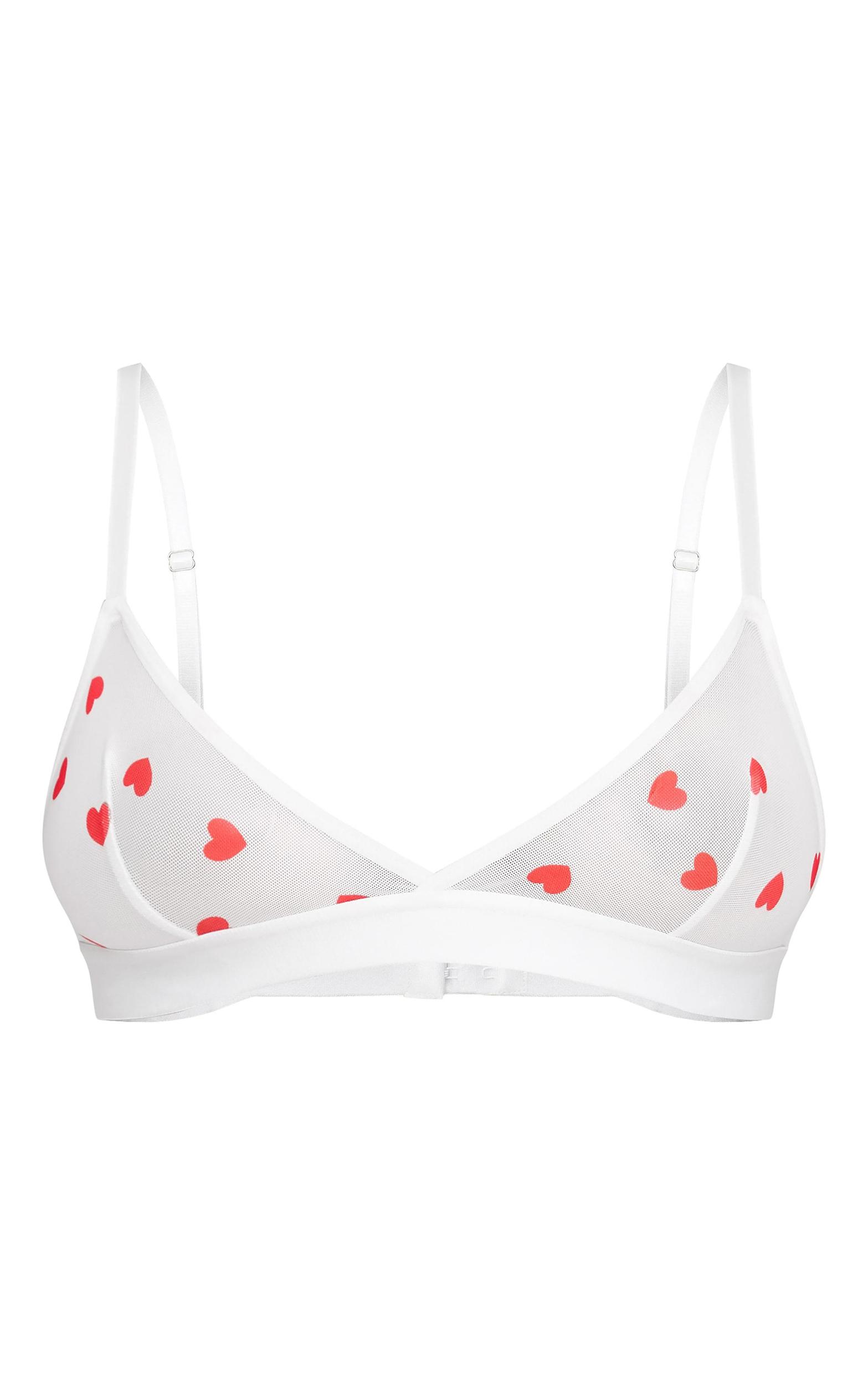 White Mesh Heart Triangle Bralette Product Image