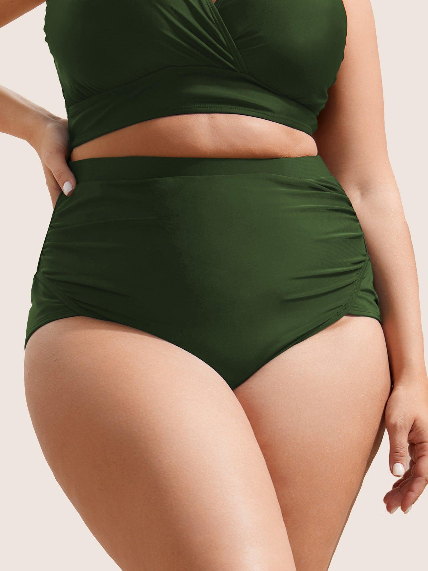 Plain Patchwork Ruched Swim Bottom Female Product Image