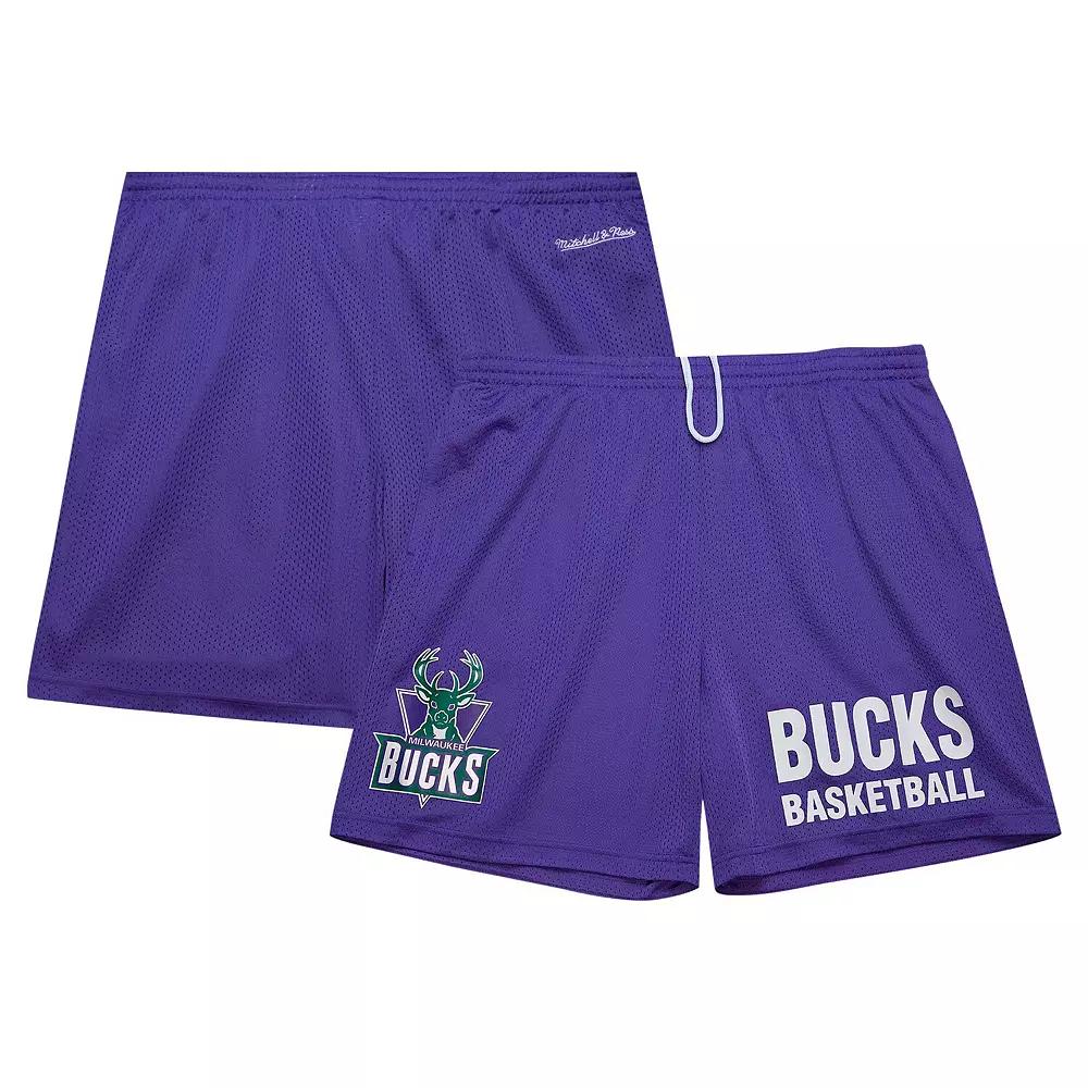 Men's Mitchell & Ness Purple Milwaukee Bucks Hardwood Classics Gameday Mesh Shorts,  Product Image