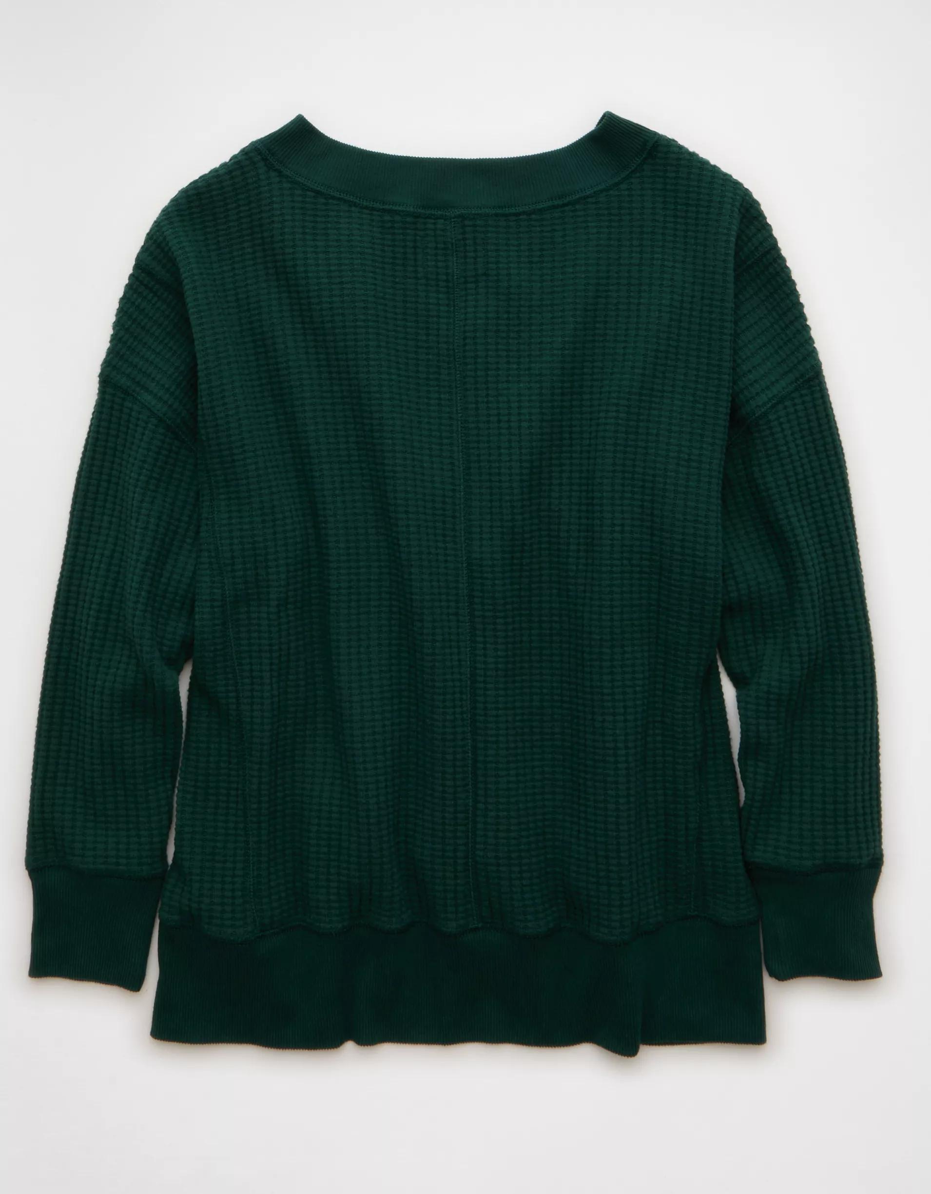 AE Big Hug V-Neck Waffle Sweatshirt Product Image