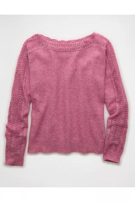 AE Whoa So Soft Lace Sweater Product Image
