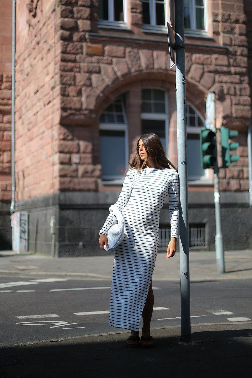 Stripe Deep Back Maxi Dress Product Image