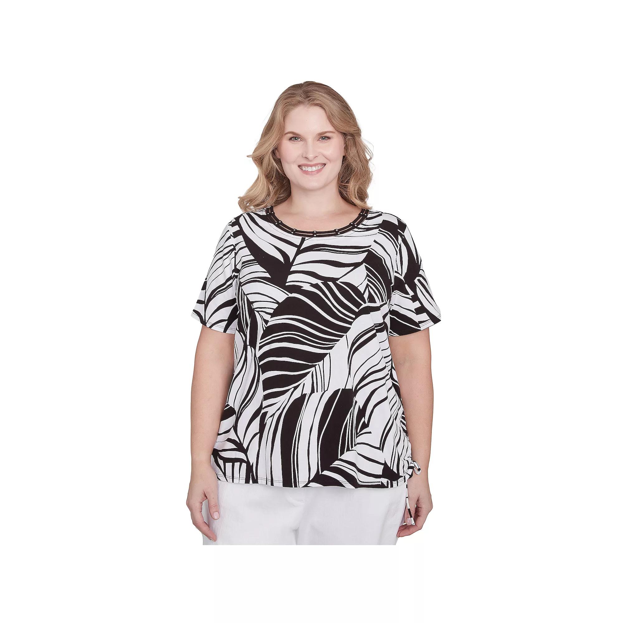 Plus Size Alfred Dunner Twisted Leaves Side Tie Top, Womens Product Image